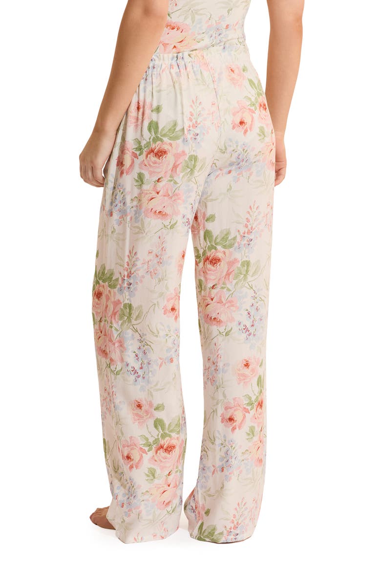 Orchidee Floral Wide Leg Pajama Pants, Alternate, color, ECRU