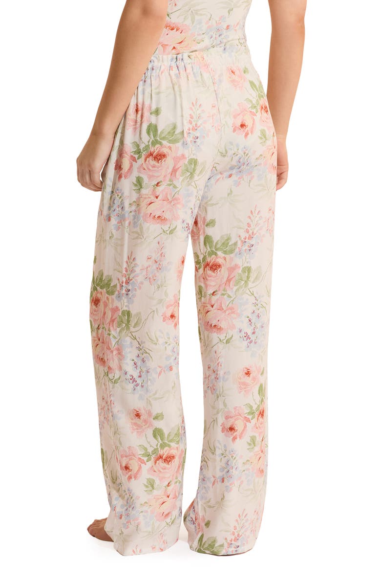 Etam Orchidee Floral Wide Leg Pajama Pants, Alternate, color, Ecru