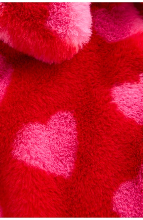 Mini Boden Kids' Collared Faux Fur Coat In Red