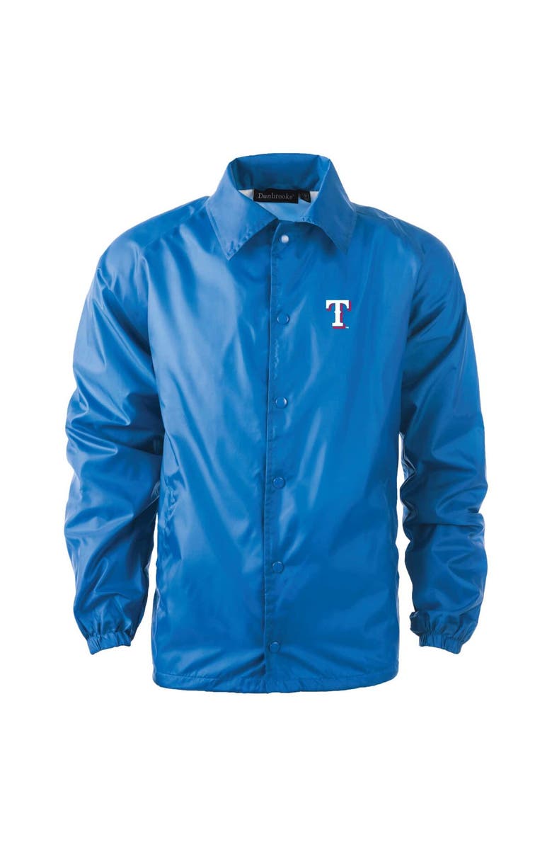 DUNBROOKE Men's Dunbrooke  Royal Texas Rangers Coach's Raglan Full-Snap Windbreaker Jacket, Main, color, Royal