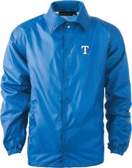 DUNBROOKE Men's Dunbrooke Royal Texas Rangers Coach's Raglan Full-Snap Windbreaker Jacket