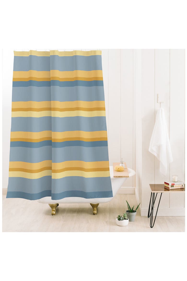 Retro Stripe Print XXXIII Shower Curtain, Alternate, color, ORANGE