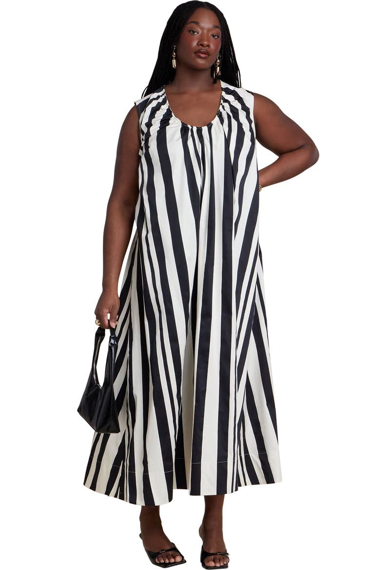 Shirred Neckline Tank Dress, Main, color, PIANO STRIPE