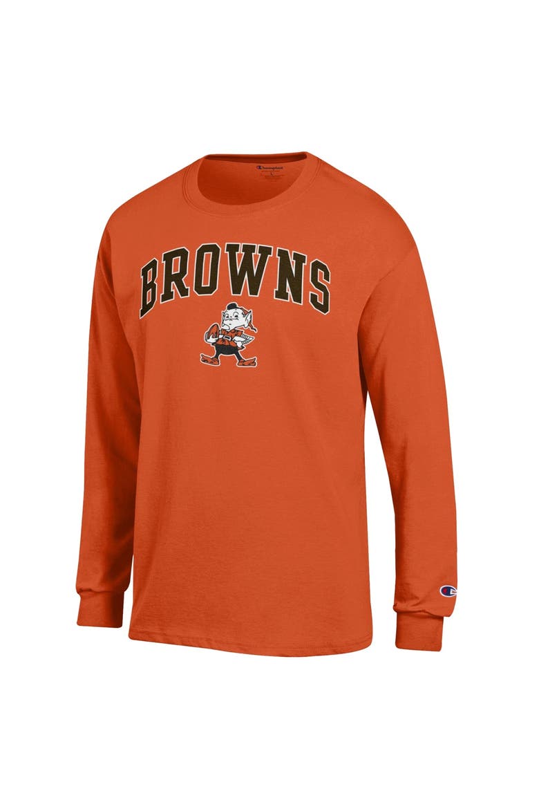 Men's Champion Orange Cleveland Browns Arch Over Logo Long Sleeve T-Shirt, Alternate, color, Orange
