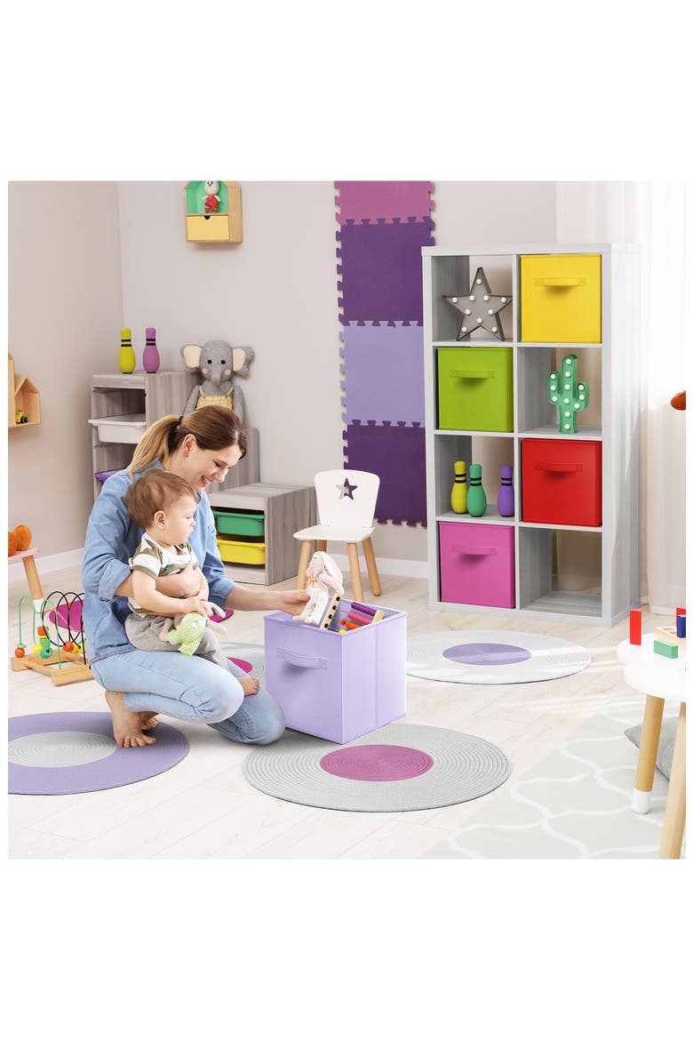 8-Piece Foldable Cube Bins, Alternate, color, DEEP RAINBOW