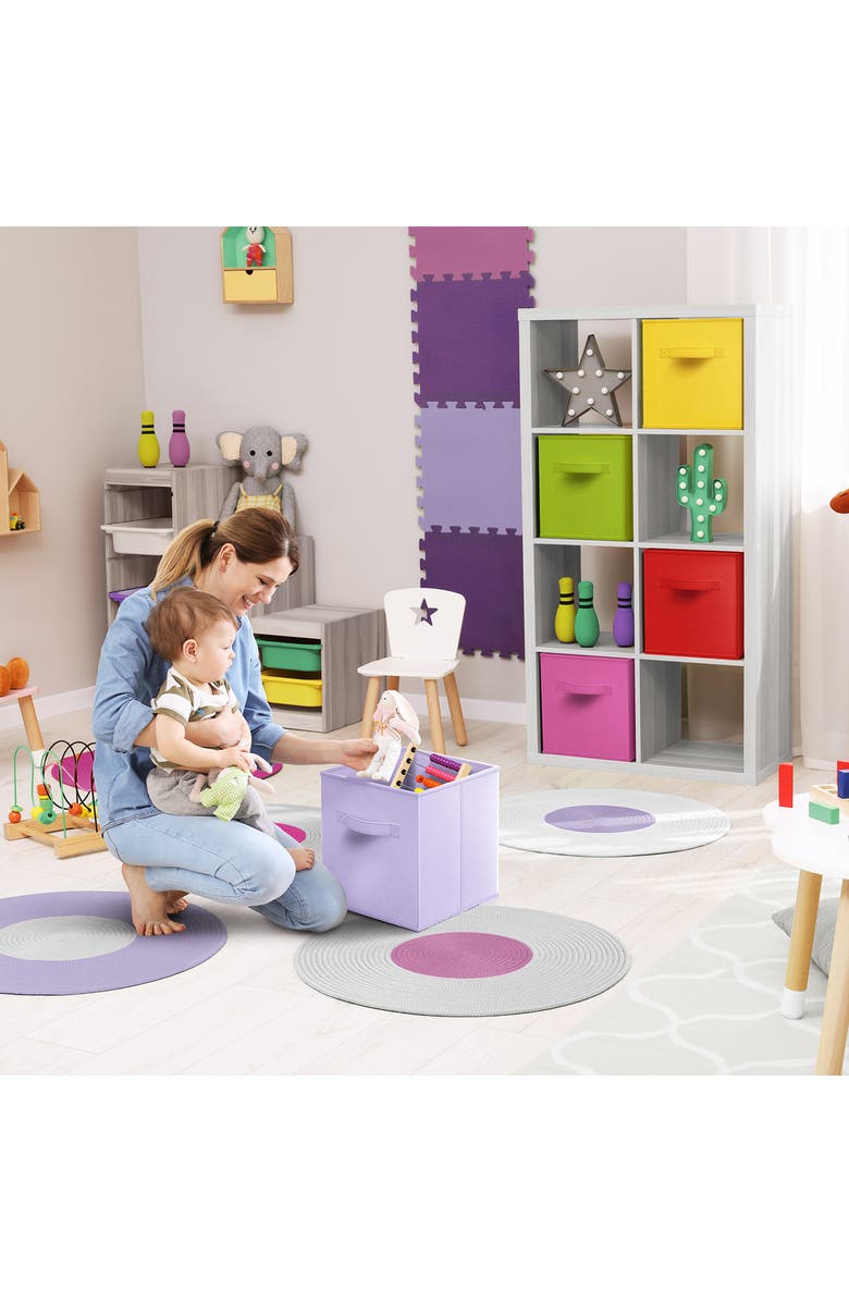 SORBUS 8-Piece Foldable Cube Bins, Alternate, color, Deep Rainbow