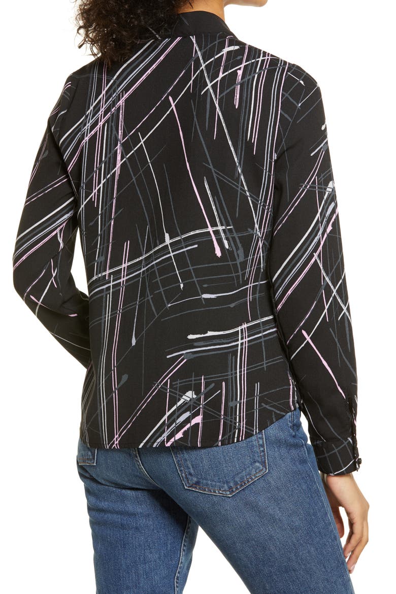 Halogen V-Neck Top, Alternate, color, BLACK MULTI PLAID