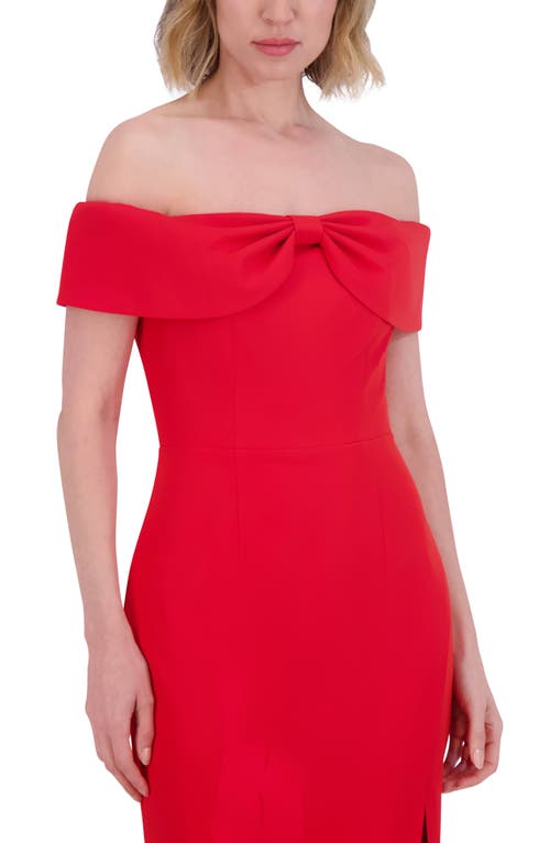 ELIZA J ELIZA J BOW OFF THE SHOULDER MIDI DRESS 