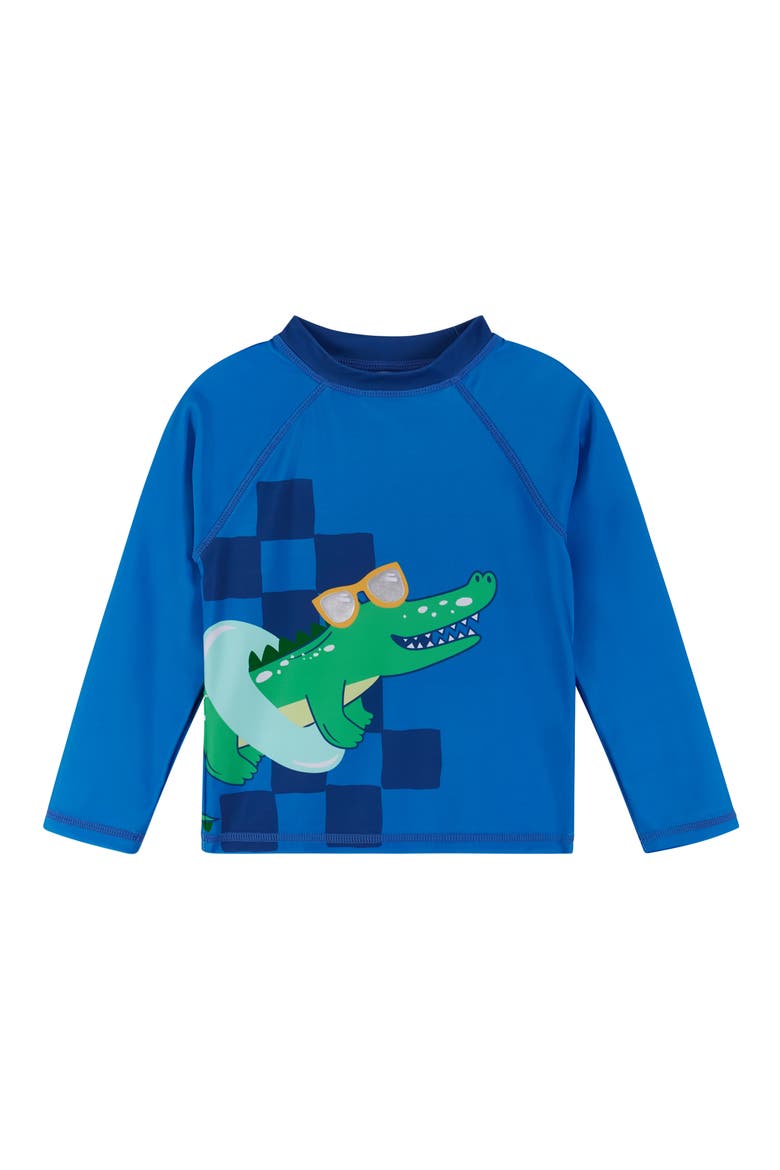 Long Sleeve Rashguard T-Shirt & Swim Shorts Set, Alternate, color, BLUE GATOR