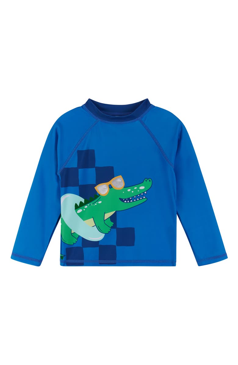 Andy & Evan Long Sleeve Rashguard T-Shirt & Swim Shorts Set, Alternate, color, Blue Gator
