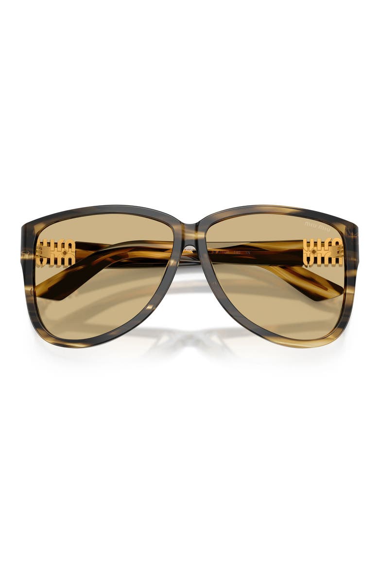 61mm Oversize Pilot Sunglasses, Alternate, color, STRIPED LODEN / YELLOW