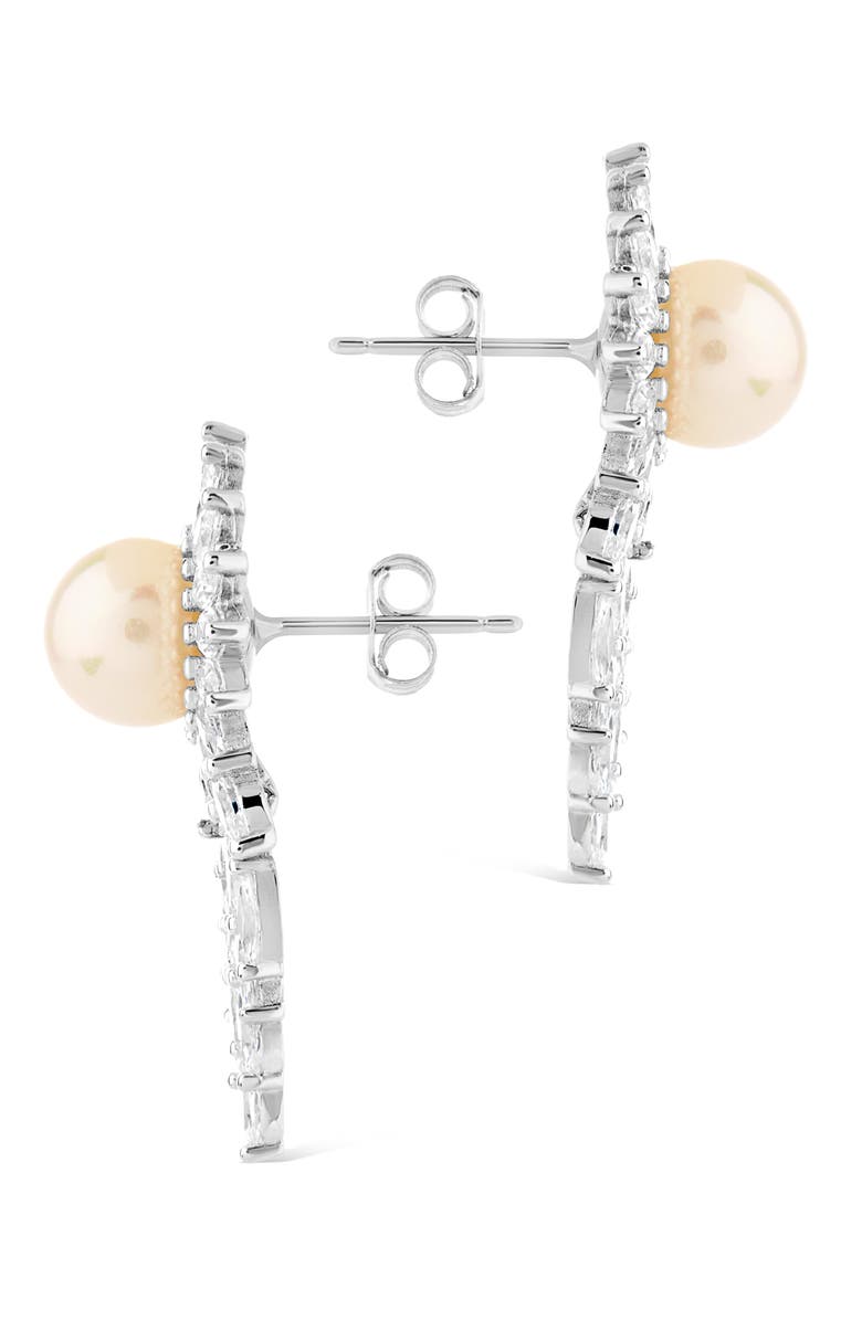 Sterling Forever Rhianna Imitation Pearl & Cubic Zirconia Statement Earrings, Alternate, color, Silver
