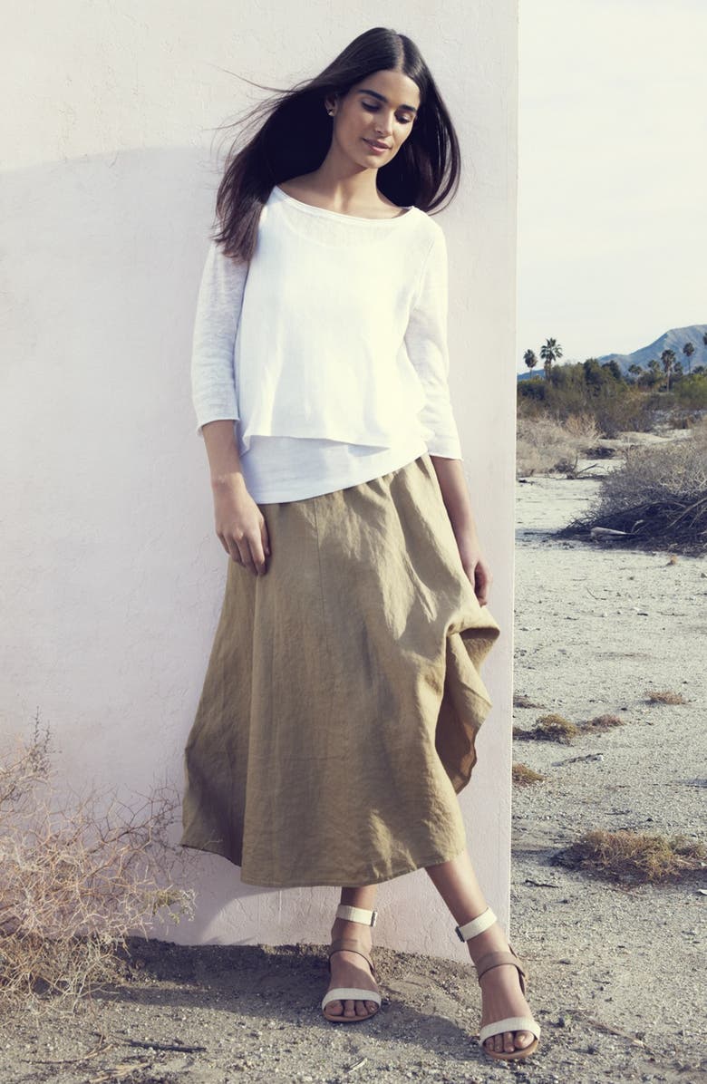 Eileen Fisher A-Line Linen Skirt, Alternate, color, 