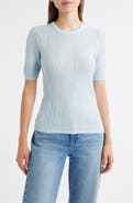 rag & bone Francesca Pointelle Short Sleeve Merino Wool Sweater