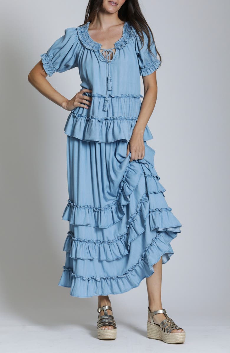 APNY Ruffle Chambray Peasant Top, Alternate, color, 