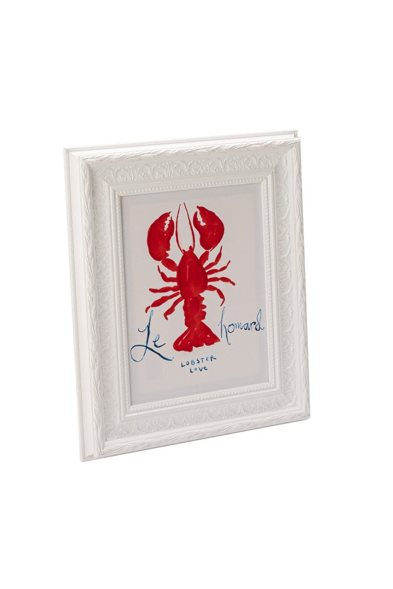 Moulded Framed Canvas Wall Decor with a Lobster, Main, color, Red
