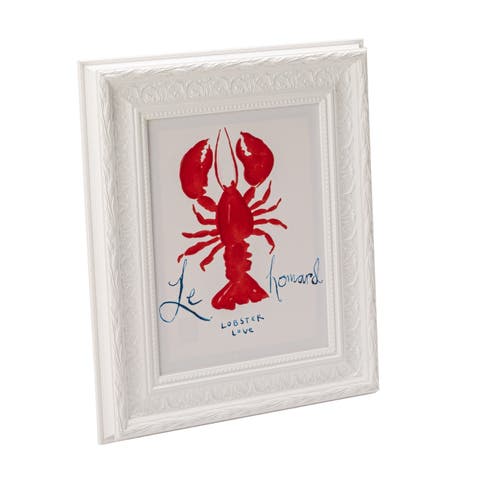 Moulded Framed Canvas Wall Decor with a Lobster