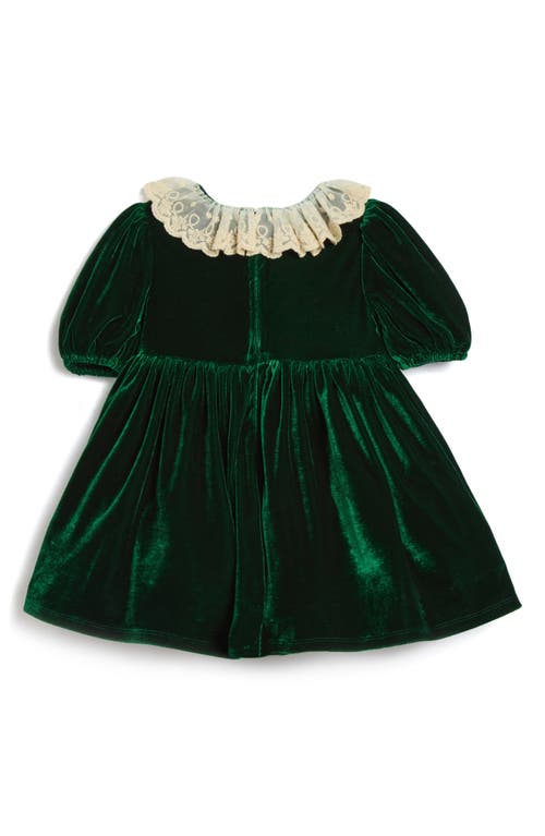 Pippa & Julie Lilia Velvet Collared Dress & Bloomers In Green