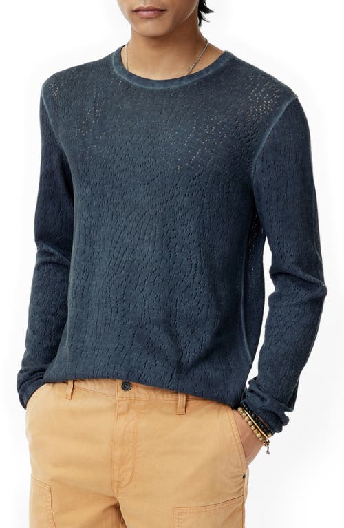 John Varvatos Camden Open Stitch Organic Cotton Sweater In Navy