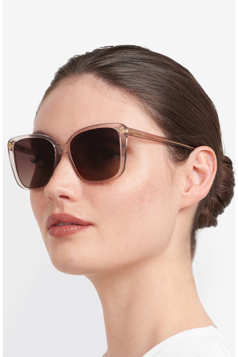 56mm Gradient Butterfly Sunglasses, Alternate, color, NUDE/ BROWN SF