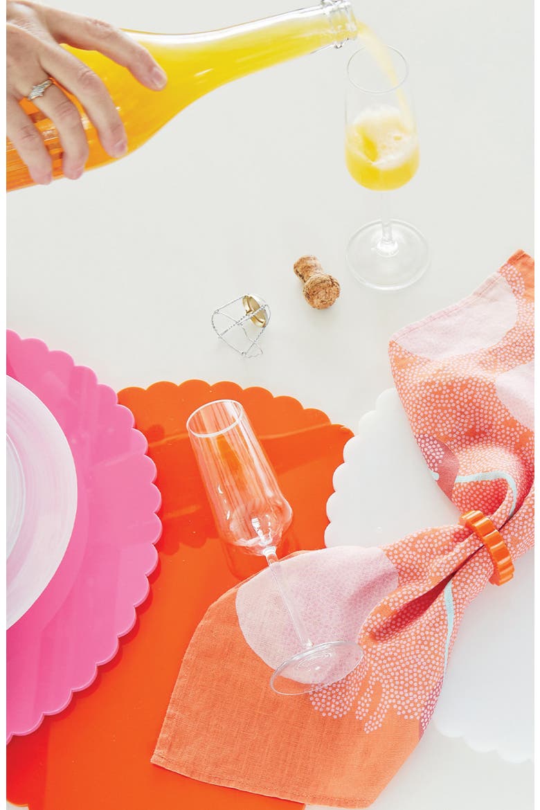 Scalloped Set of 2 Placemats, Alternate, color, ORANGE