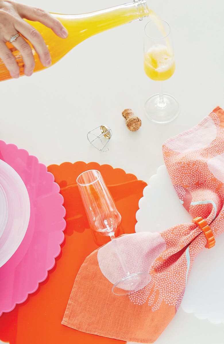 Mariposa Scalloped Set of 2 Placemats, Alternate, color, Orange