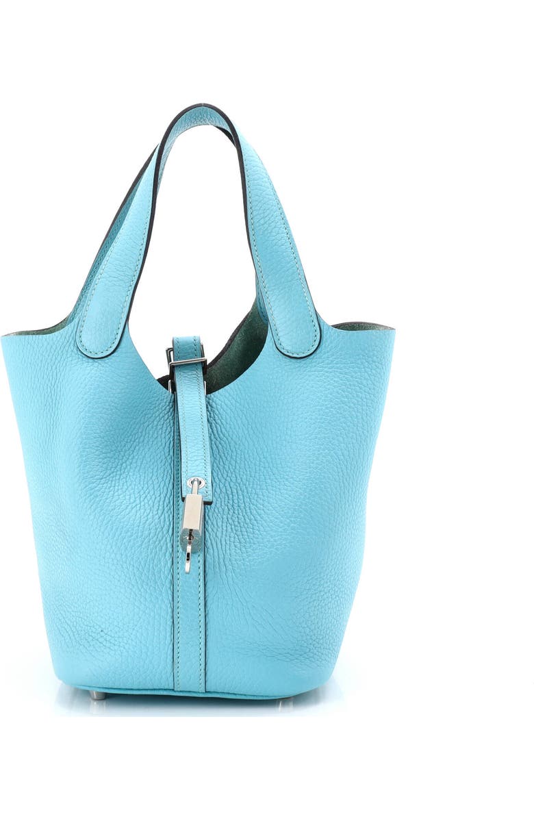 Pre-Owned Hermes Picotin Lock Bag Clemence PM, Main, color, Bleu Atoll