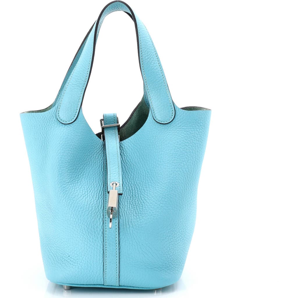 Pre-owned Hermes Hermes Picotin Lock Bag Clemence Pm In Blue