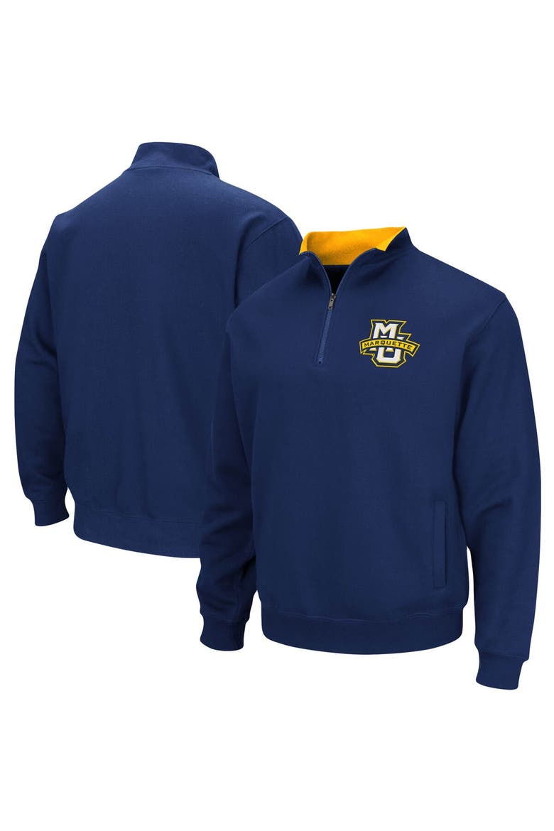 Men's Colosseum Navy Marquette Golden Eagles Tortugas Logo Quarter-Zip Jacket, Main, color, Navy