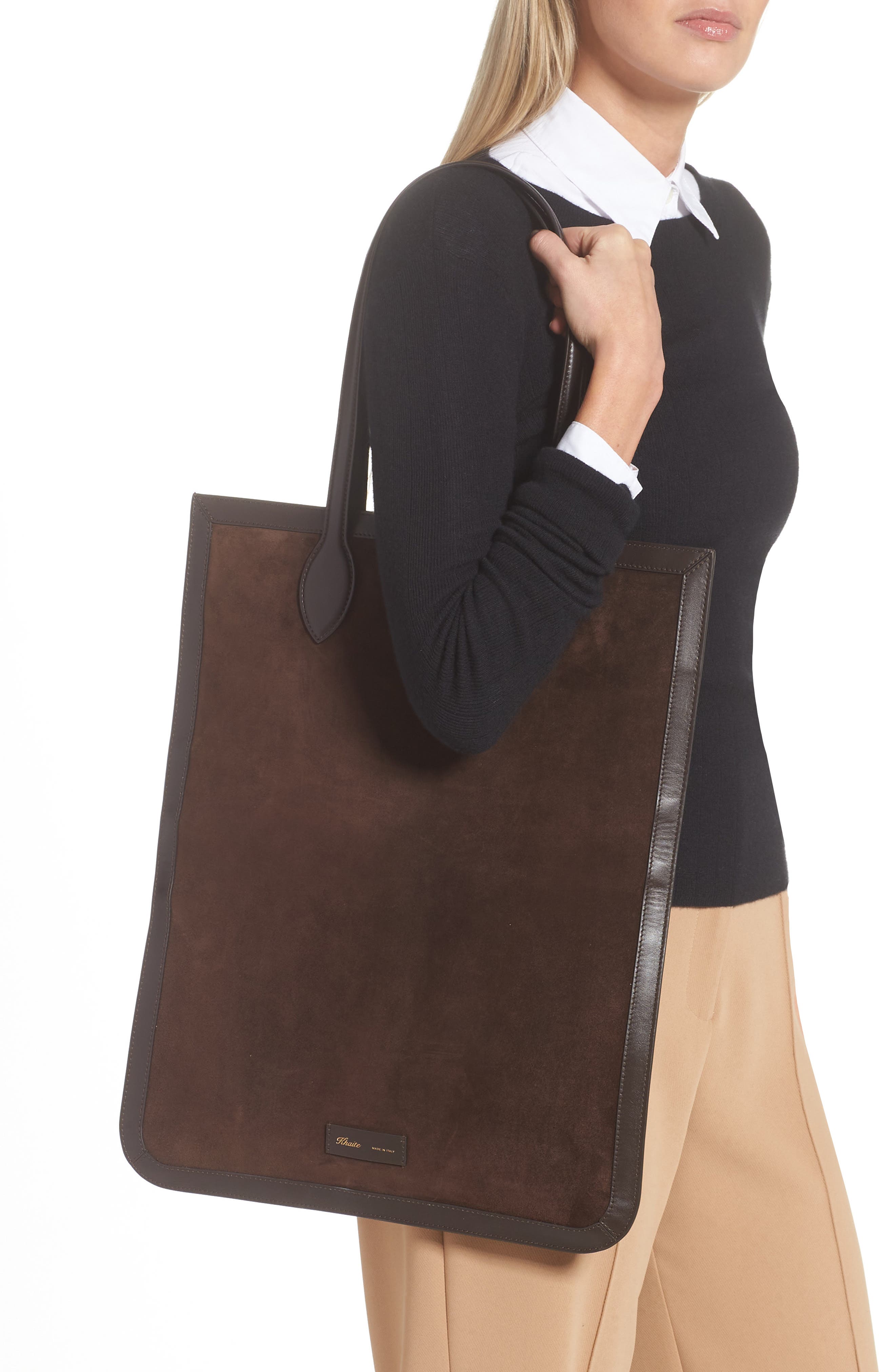 Khaite Grace Calfskin Suede Tote, Alternate, color, 