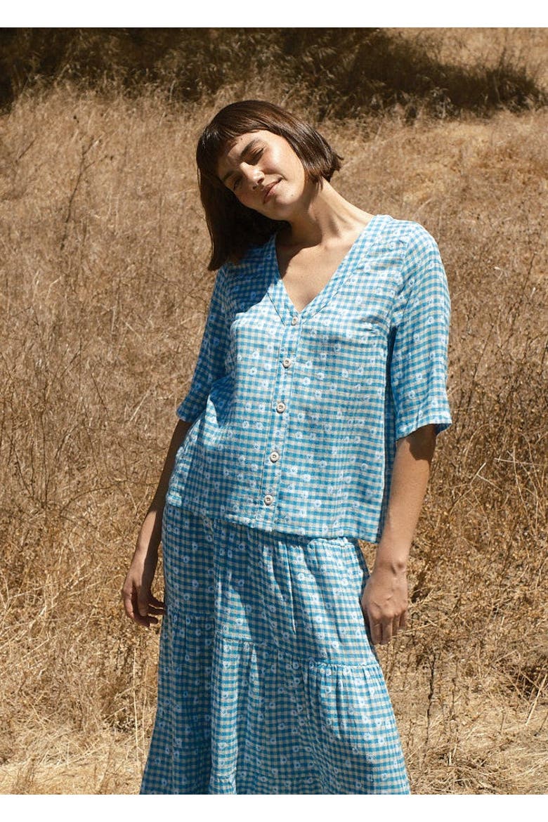 Bree V-neck Button-up Blouse, Alternate, color, Playdate
