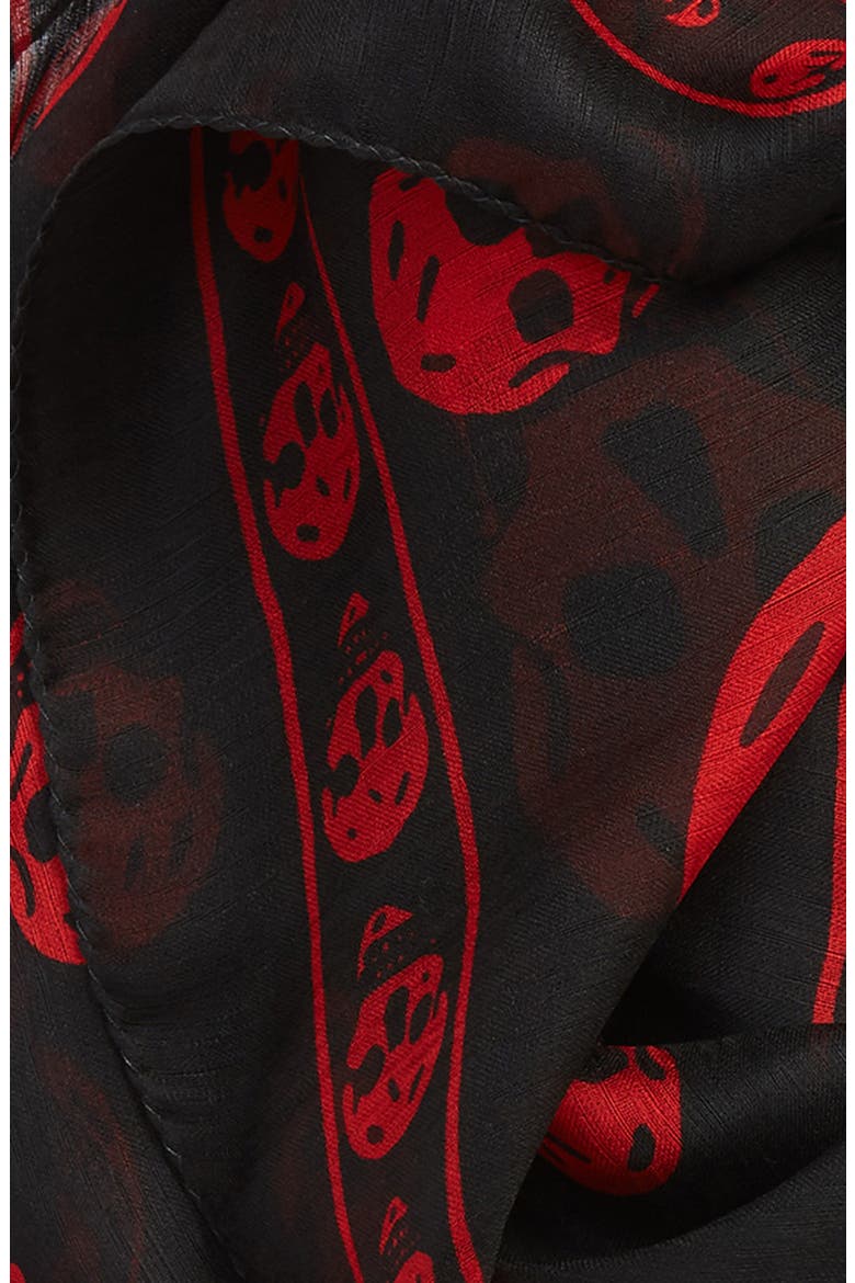 Alexander McQueen Skull Silk Scarf, Alternate, color, BLACK/ RED