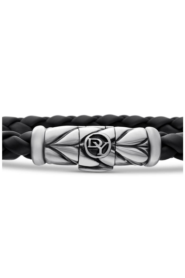 Chevron Braided Rubber Bracelet, Alternate, color, BLACK