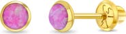 In Season Jewelry 14k Opal Bezel Girl Earrings