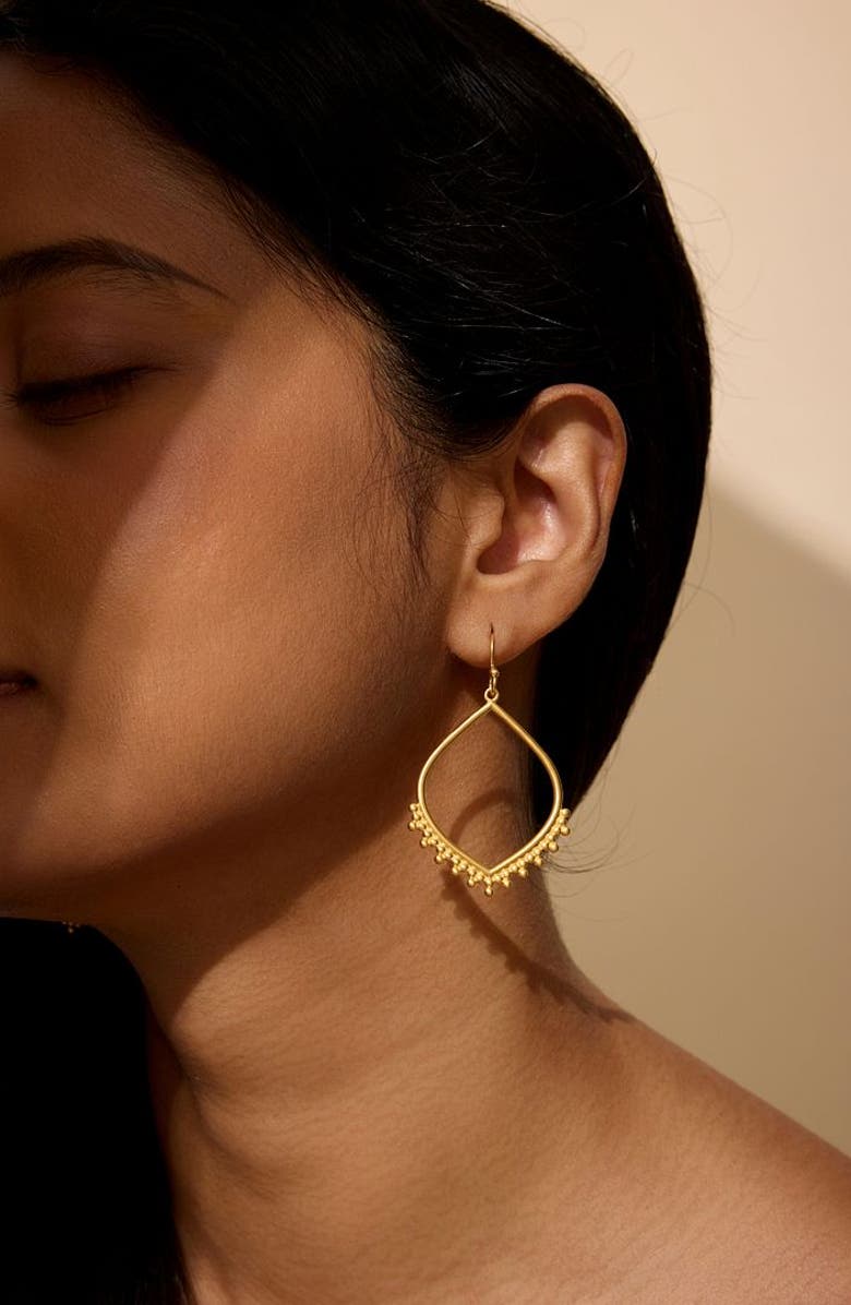 Satya Jewelry Open to Receive Lotus Petal Hoop Earrings, Alternate, color, Gold