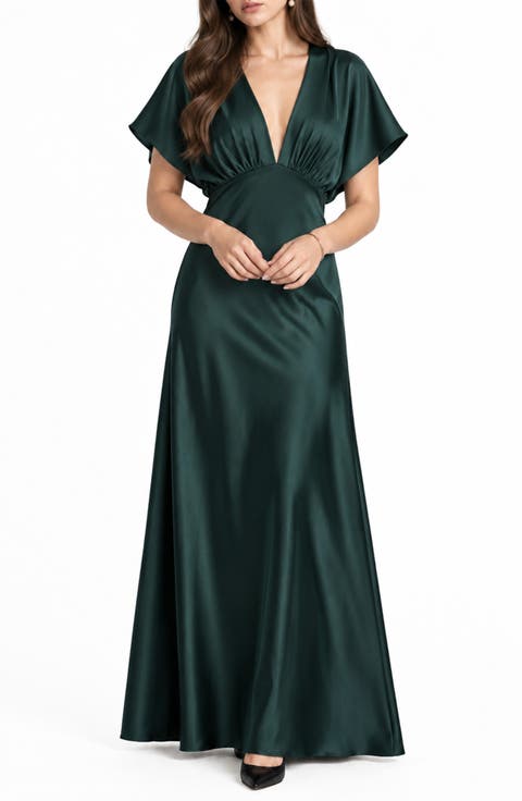 Paige Dolman Sleeve Satin Dress