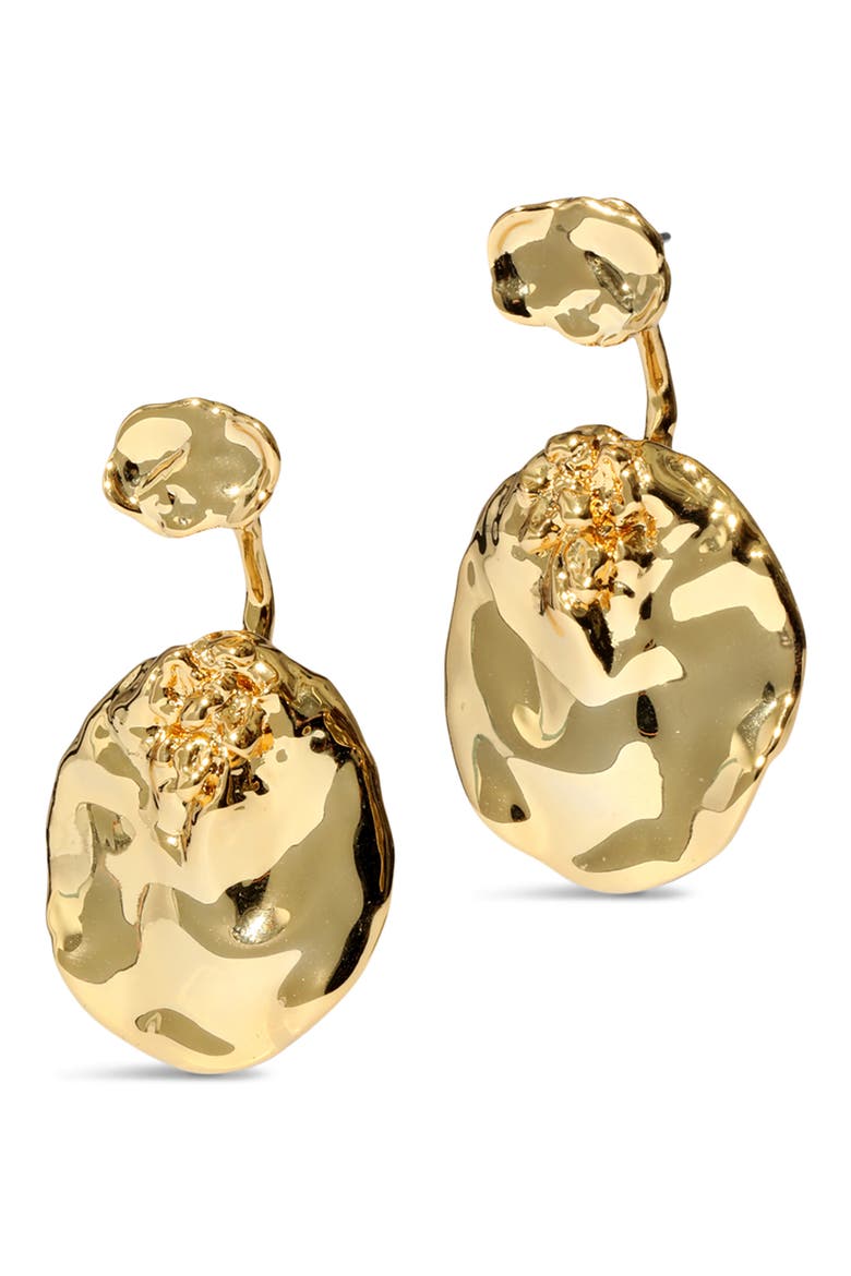 Brut Coin Drop Front/Back Earrings, Main, color, NO STONES