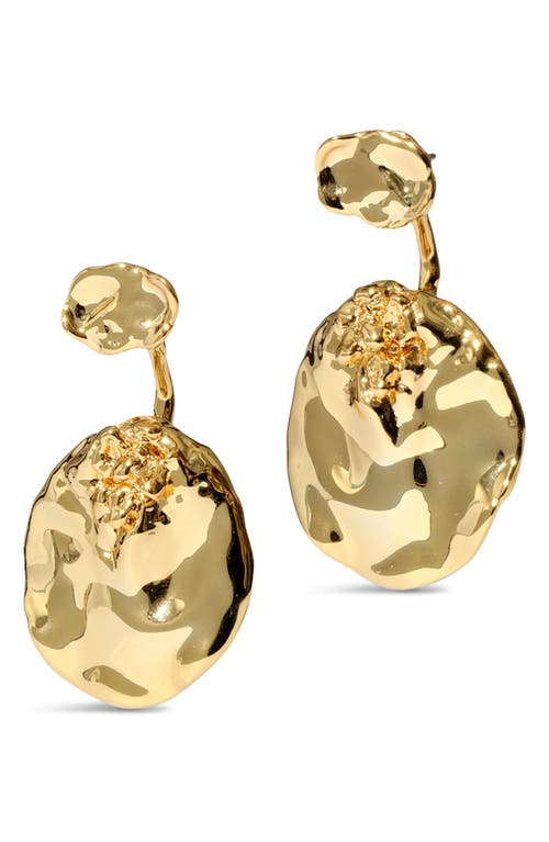 Alexis Bittar Brut Coin Drop Front/back Earrings In Gold