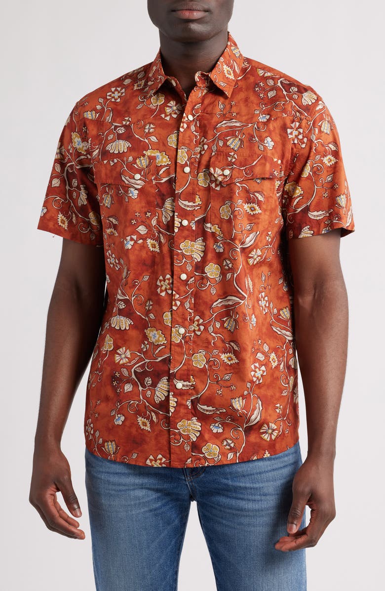 Pendleton Laramie Floral Short Sleeve Snap-Up Western Shirt, Main, color, 