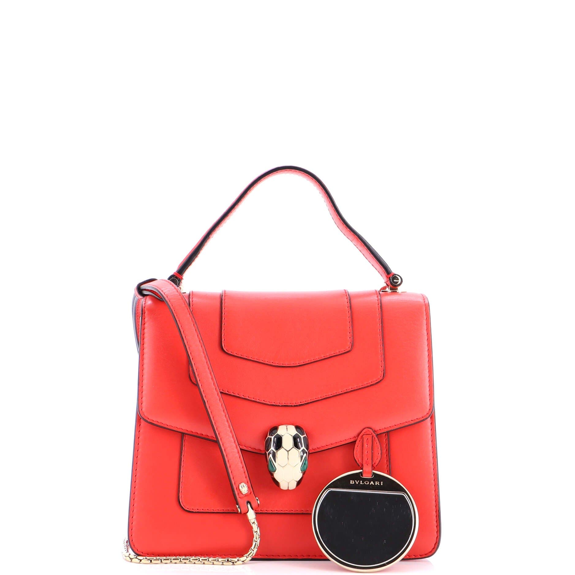 Serpenti Forever Top Handle Bag Leather Small, Alternate, color, Red