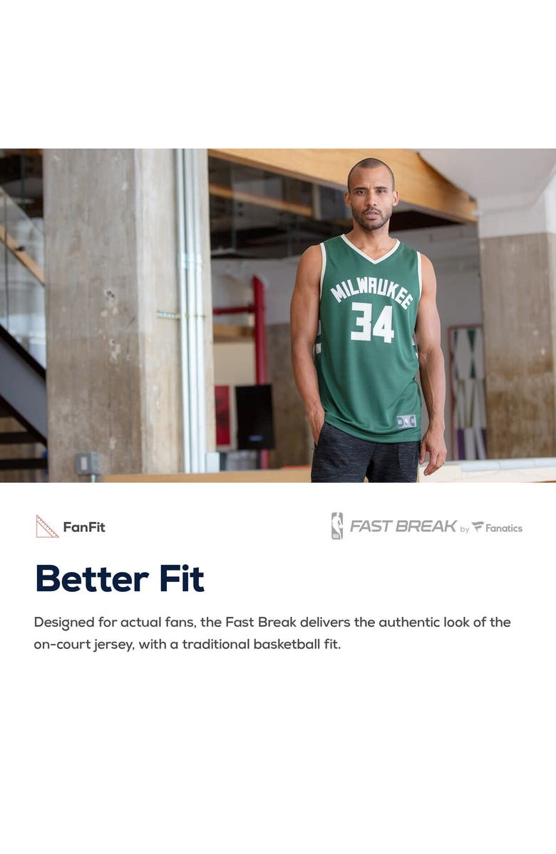 FANATICS Men's Fanatics Branded Antetokounmpo Green Milwaukee Bucks Fast Break Replica Player Jersey - Icon Edition, Alternate, color, 