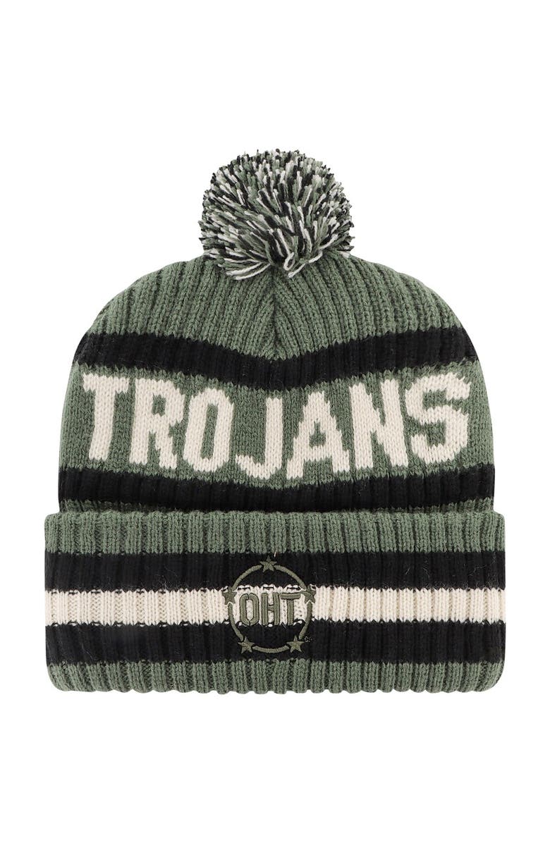 '47 Men's '47 Green USC Trojans OHT Military Appreciation Bering Cuffed Knit Hat with Pom, Alternate, color, 