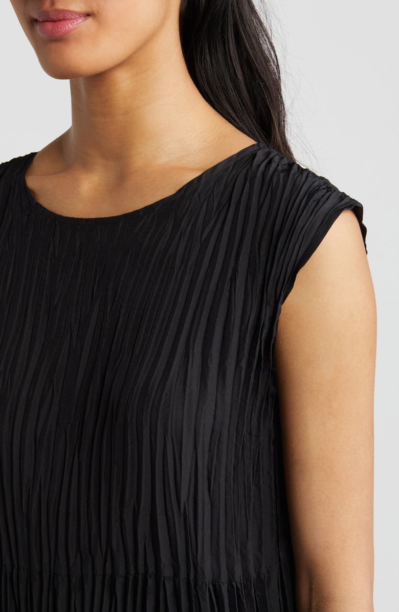 Eileen Fisher Pleated Tiered Silk Midi Dress, Alternate, color, 