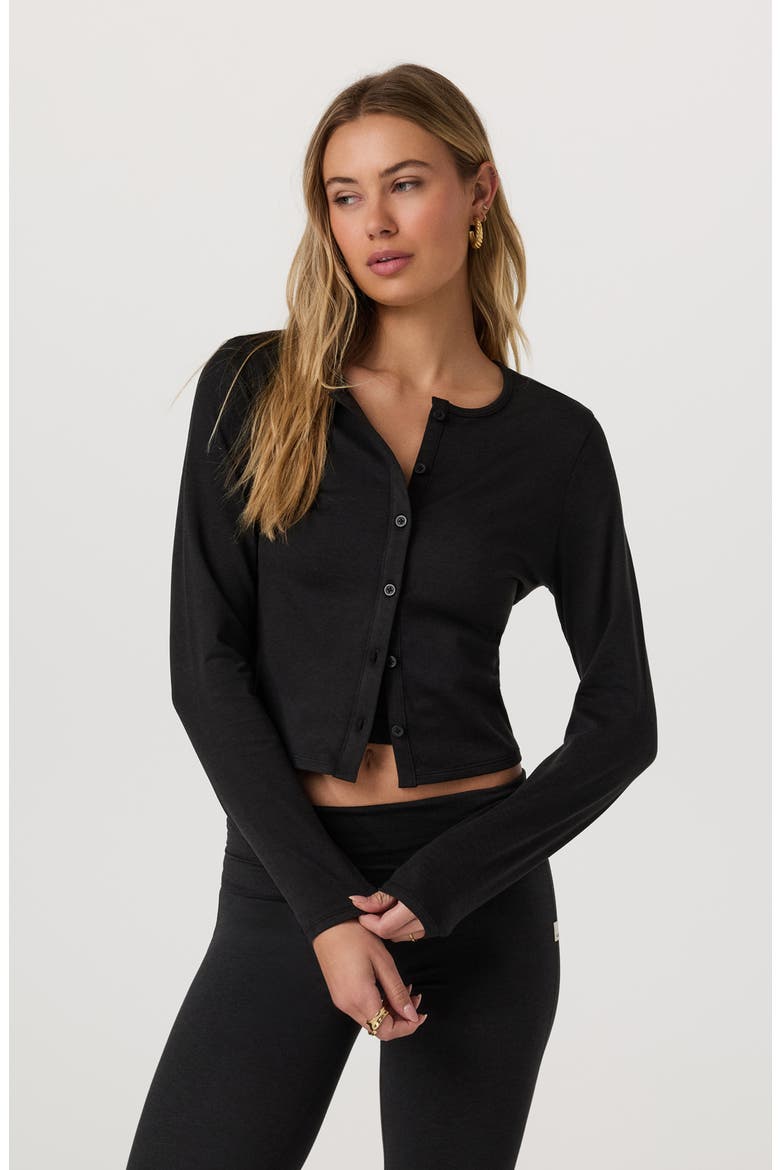 Halo Crop Cardigan, Alternate, color, BLACK HEATHER