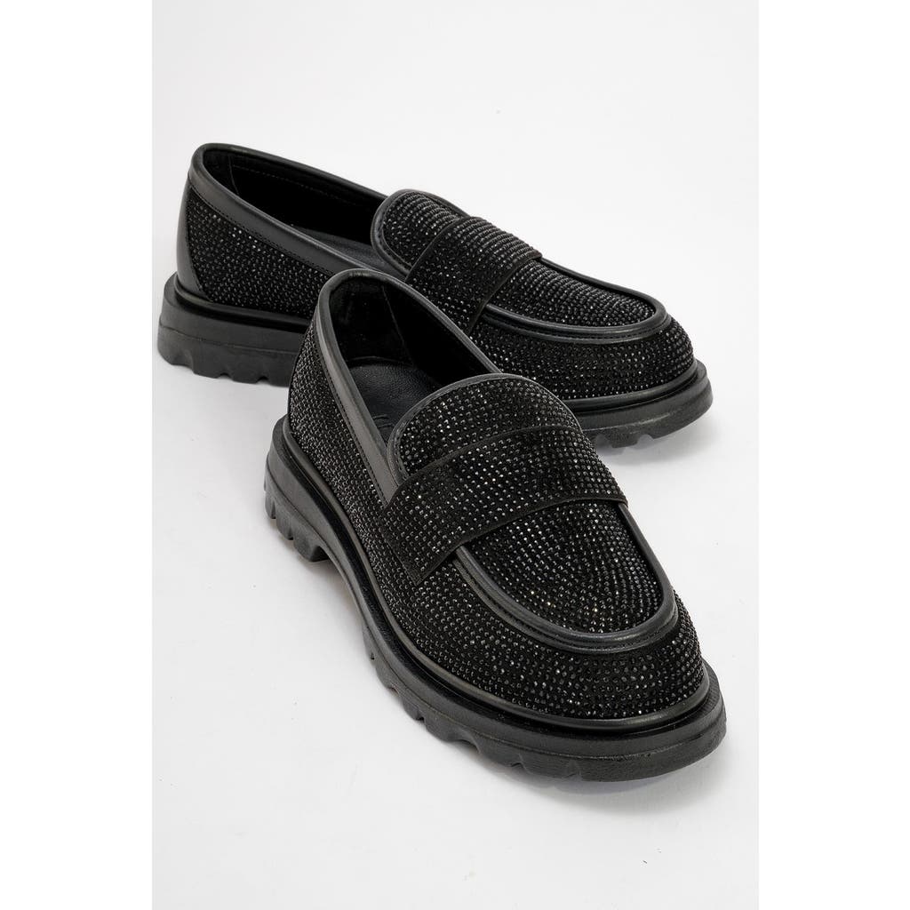 Prologue Shoes Babel Stone Embellished Suede Loafer