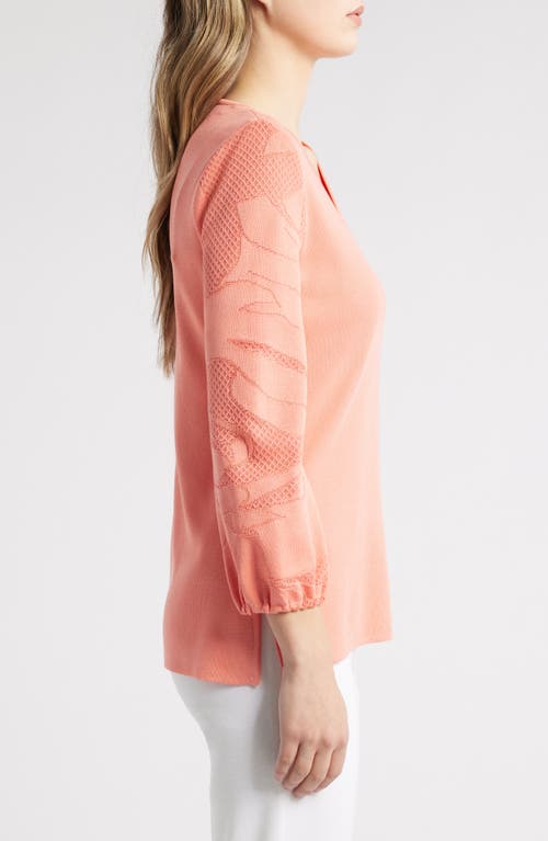 Ming Wang Tonal Texture Detail Sweater In Orange Burst