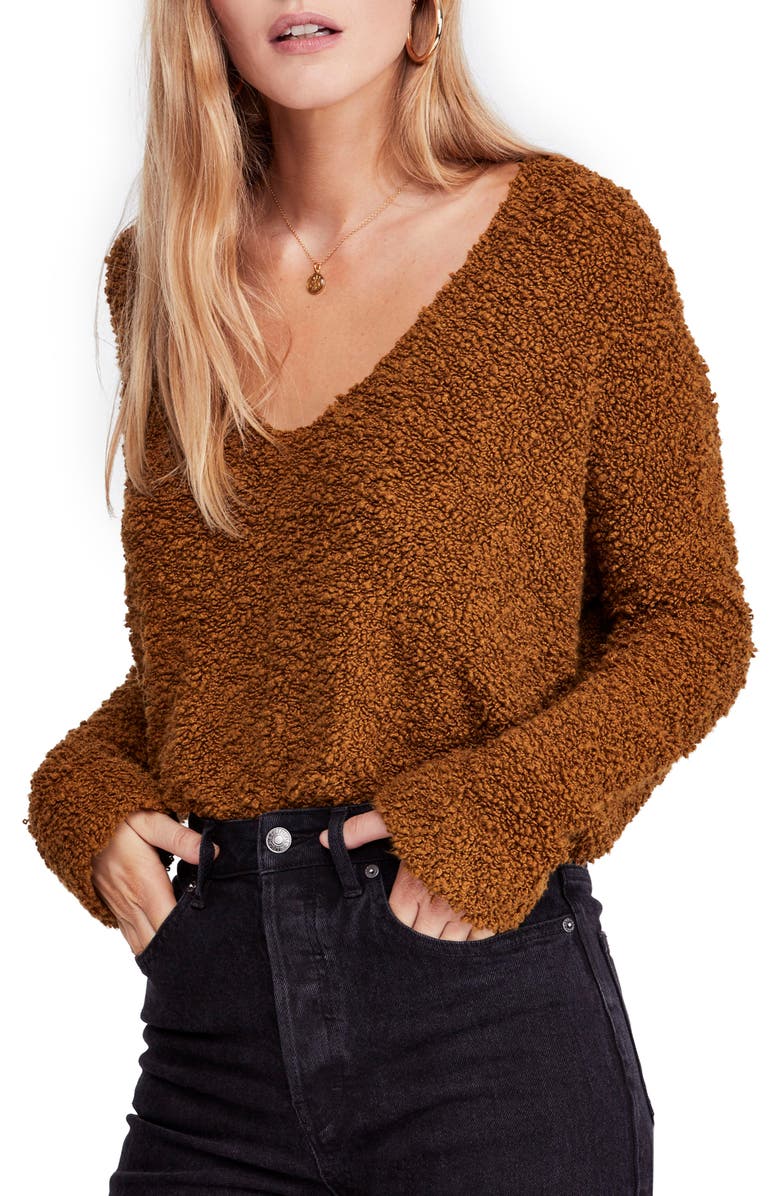 Free People Popcorn Crop Sweater, Main, color, 