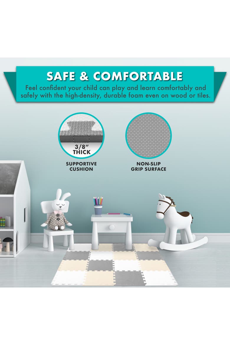 Kids Solid Floor Play Mat, Alternate, color, White-Gray-Beige
