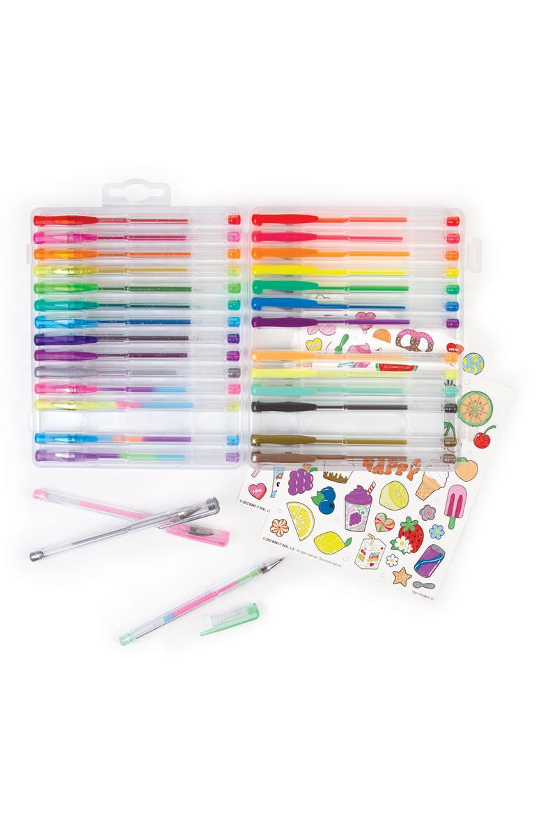 3C4G 30 Scented Gel Pens Set with 2 Color in Snack Themed Sticker Sheets, Ages 6+, Alternate, color, 