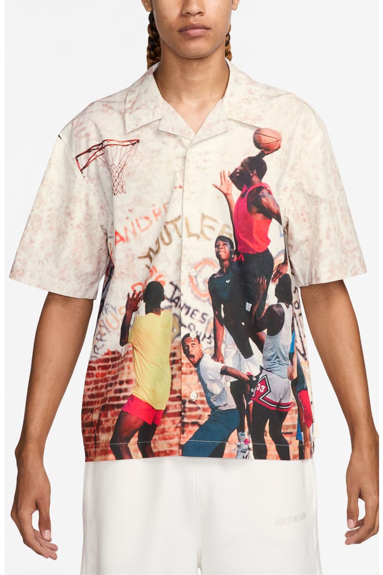 Air Jordan Cotton Camp Shirt, Main, color, 133 SAIL